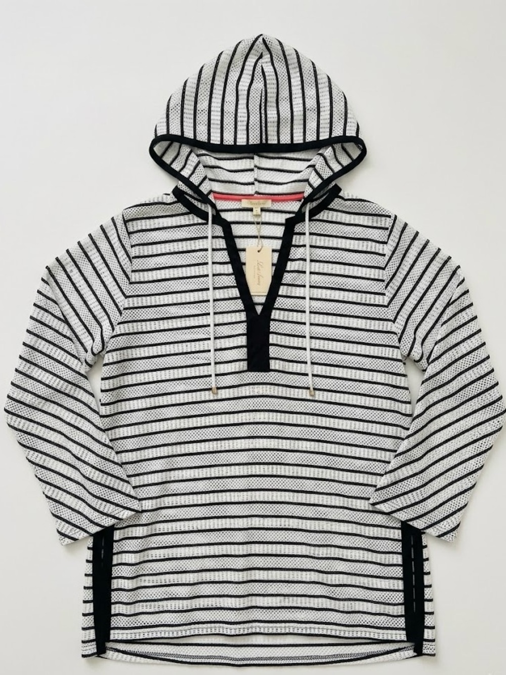 🏖️ Chic & Breezy Beach Cover-Up Striped Hooded Swim NWT Tunic - Size 1X